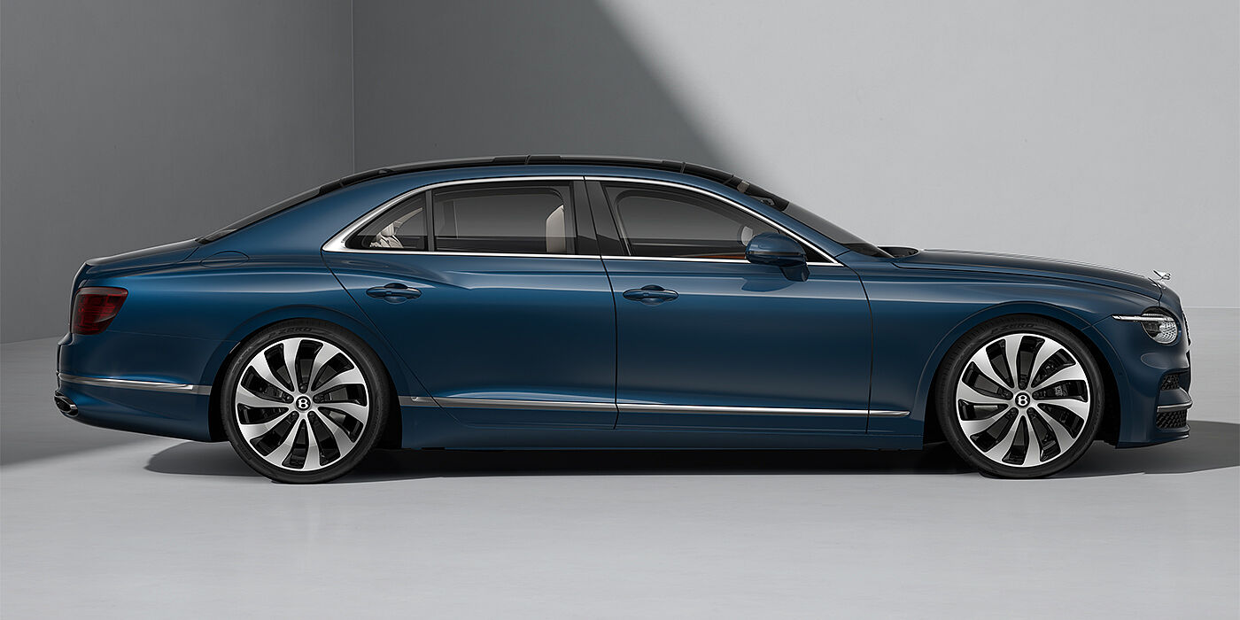 Bentley Mannheim New Bentley Flying Spur sedan in Marlin blue paint profile with 22" Ten Spoke Black Painted and Bright Machined wheels