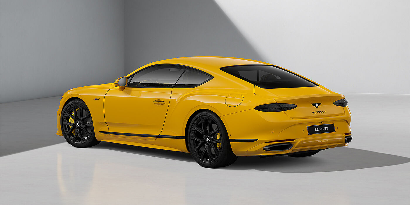 Bentley Mannheim Bentley Continental GT Speed coupe in Monaco Yellow paint and 22" Ten spoke sport wheels - rear 3/4