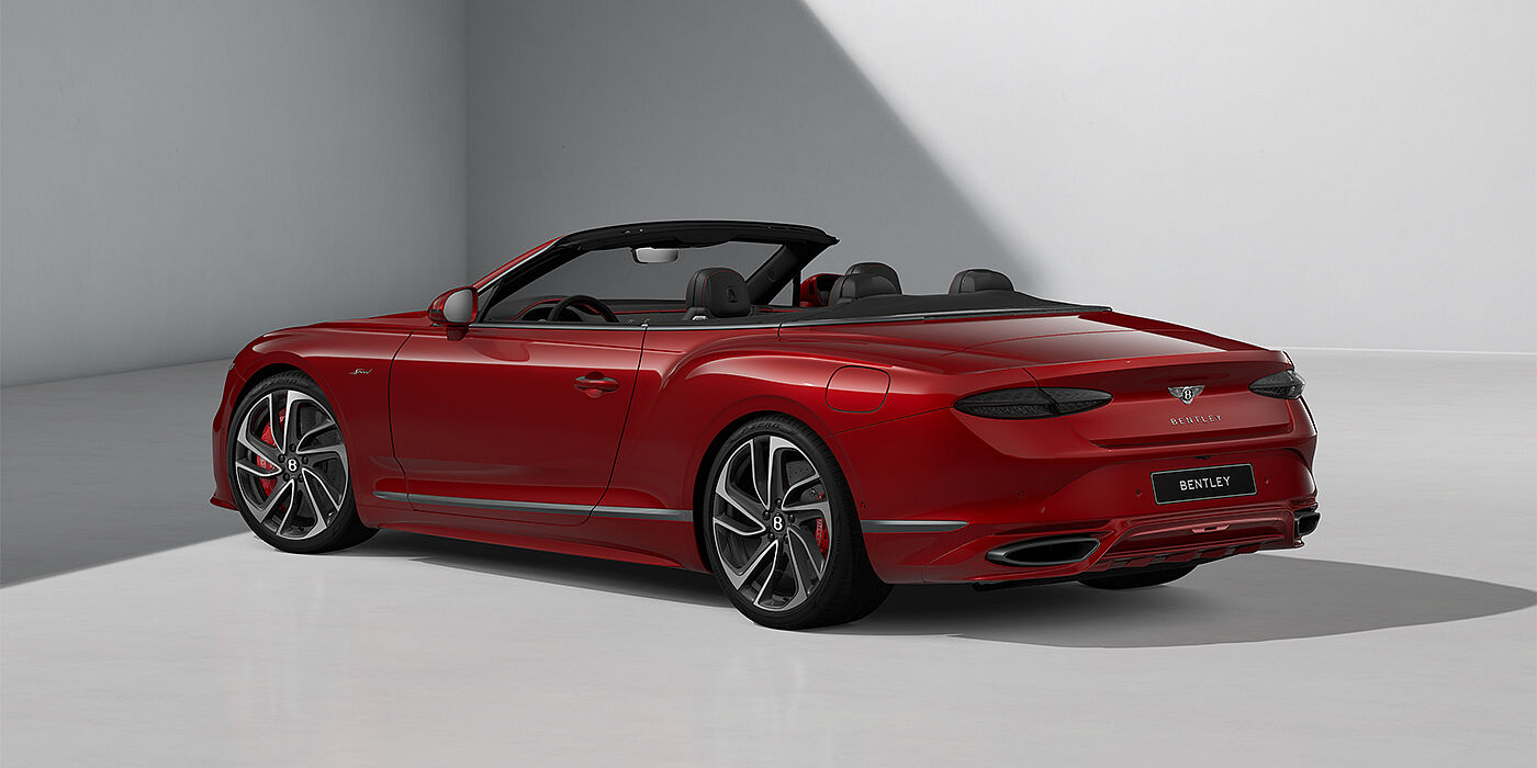 Bentley Mannheim Bentley Continental GTC Speed convertible in Dragon Red paint and 22" swept spoke wheels - rear 3/4