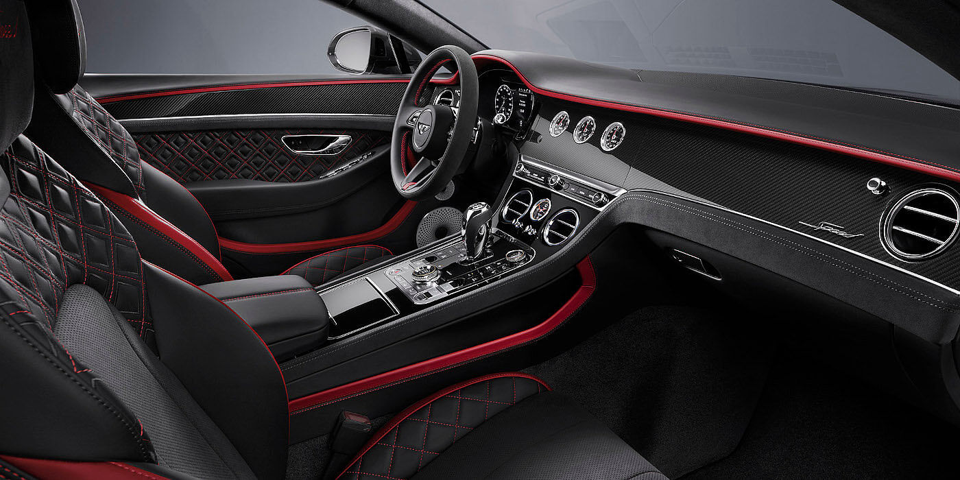 Bach Premium Cars GmbH | Bentley Mannheim Bentley Continental GT Speed coupe front interior in Beluga black and Hotspur red hide