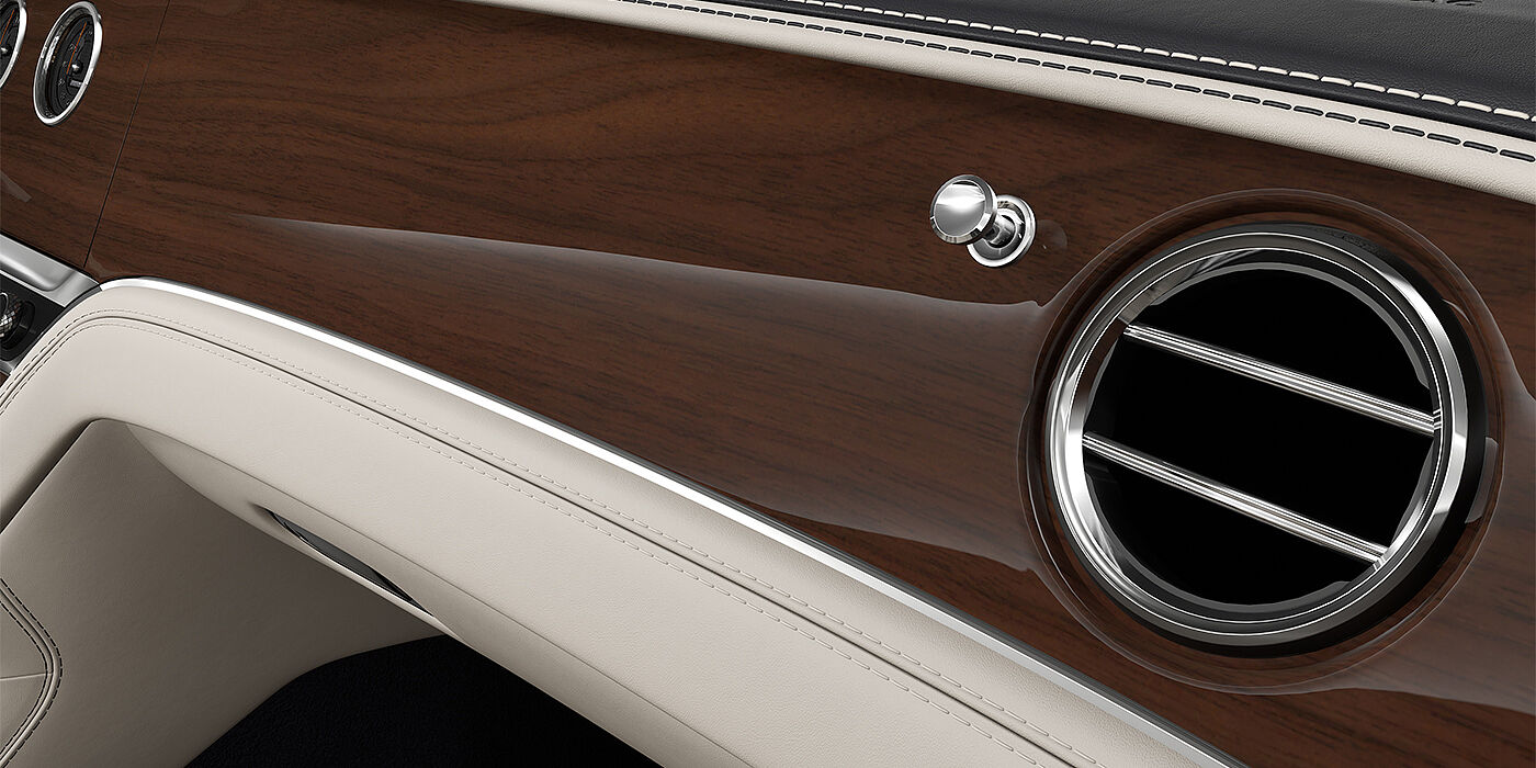 Bentley Mannheim Bentley Continental GTC convertible veneer detail in Crown Cut Walnut veneer