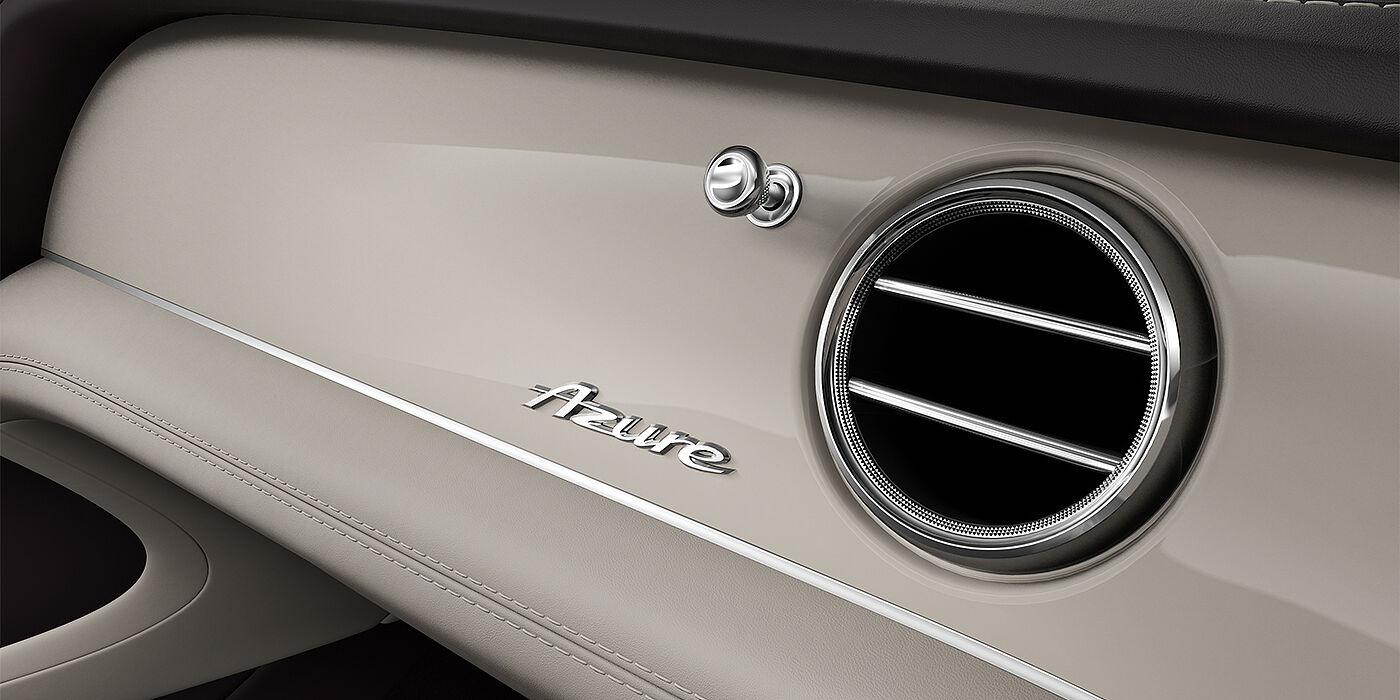 Bentley Mannheim Bentley Bentayga Azure SUV veneer detail in Piano Linen with Azure chrome fascia badge