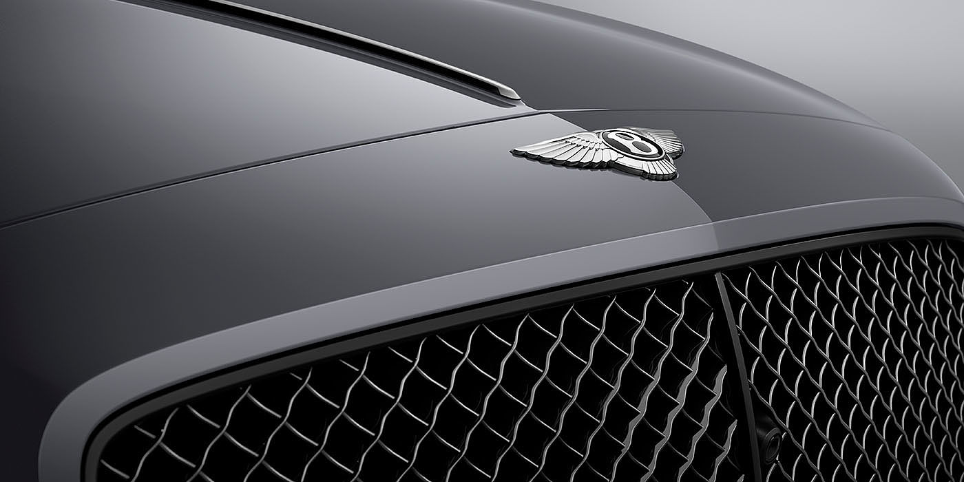 Bach Premium Cars GmbH | Bentley Mannheim Bentley Flying Spur S Cambrian Grey colour, featuring Bentley insignia and assertive matrix front grillle