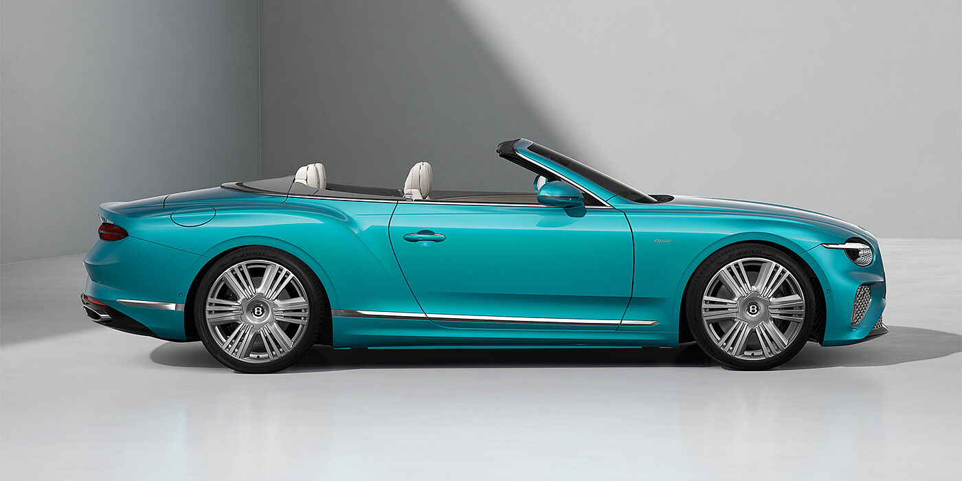Bentley Mannheim Bentley Continental GTC Azure convertible in Topaz Blue paint and 22" Azure wheels - profile