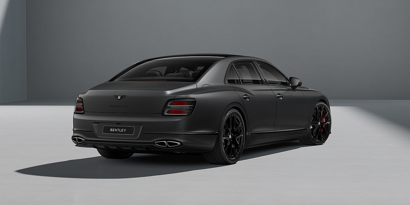 Bentley Mannheim New Bentley Flying Spur S sedan in Anthracite Satin paint rear 3/4 with 22" Sports wheels