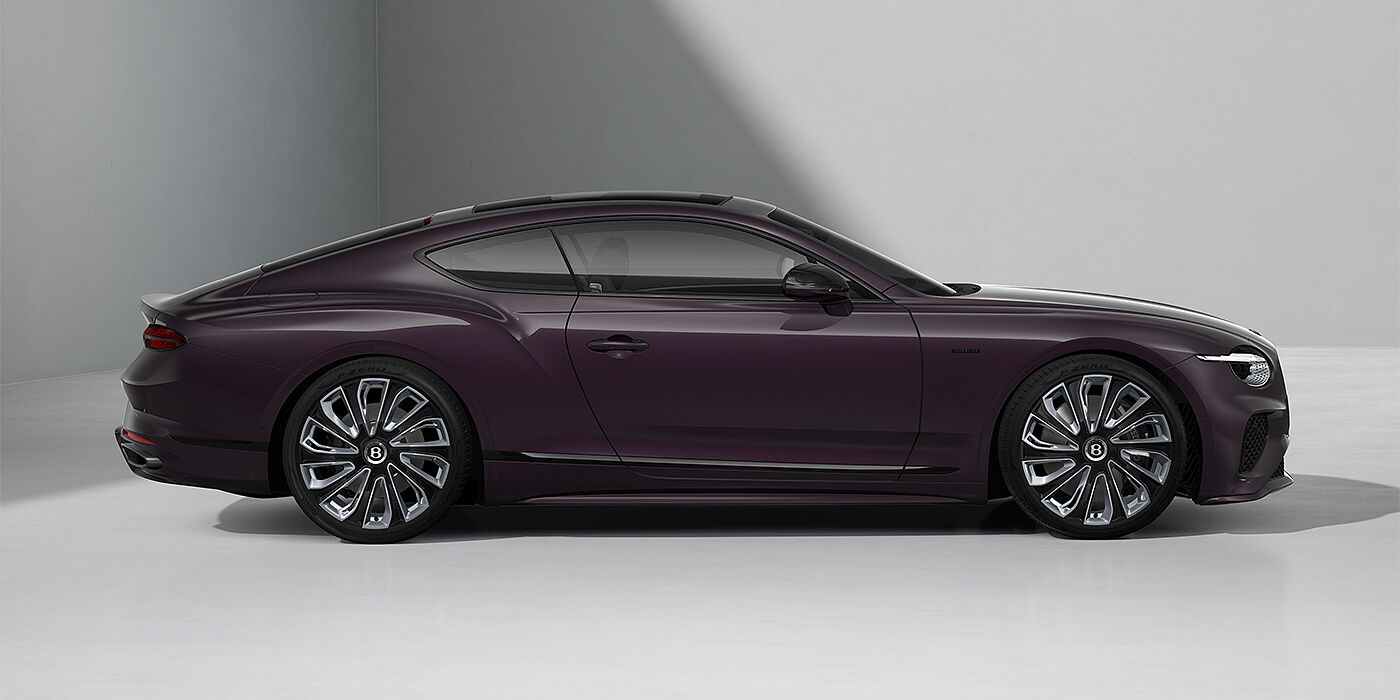Bentley Mannheim Bentley Continental GT Mulliner coupe in Damson paint and 22" Mulliner wheels - profile 3/4