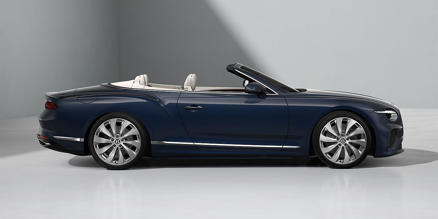 Bentley Mannheim Bentley Continental GTC convertible in Dark Sapphire paint and 22" Ten Spoke wheels - profile