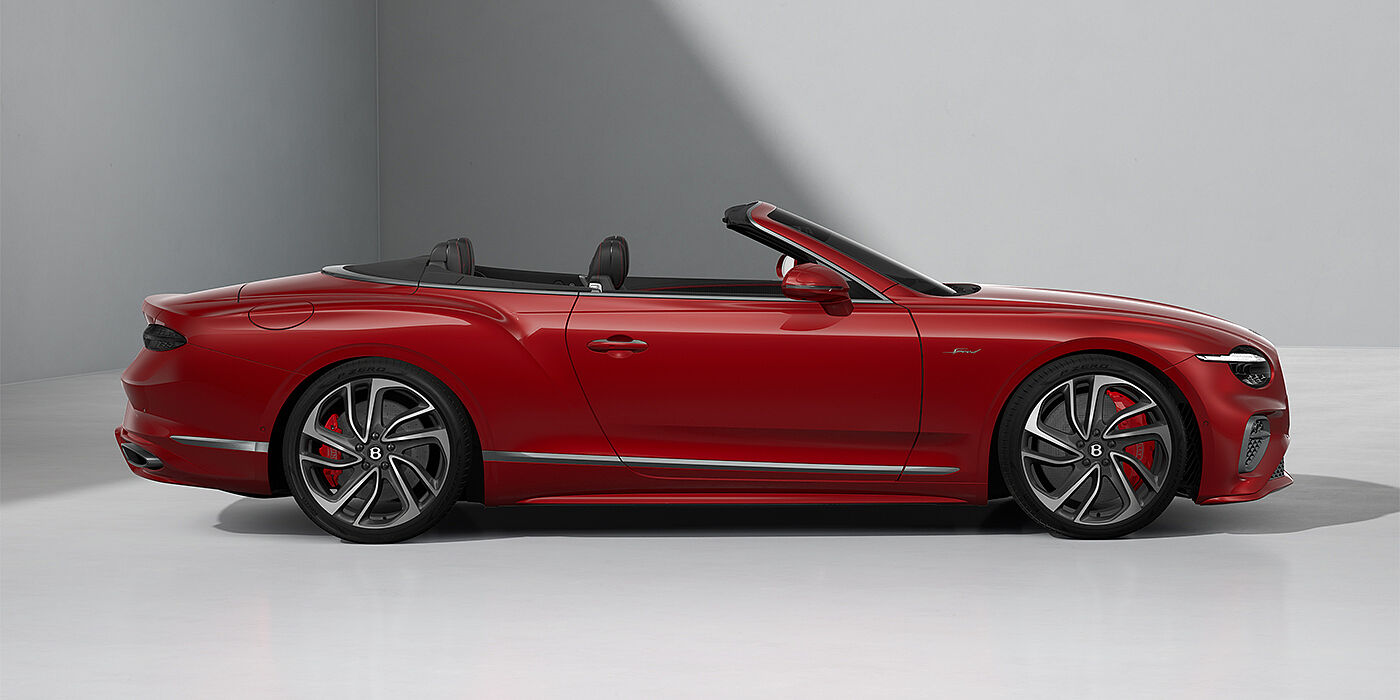 Bentley Mannheim Bentley Continental GTC Speed convertible in Dragon Red paint and 22" swept spoke wheels - profile