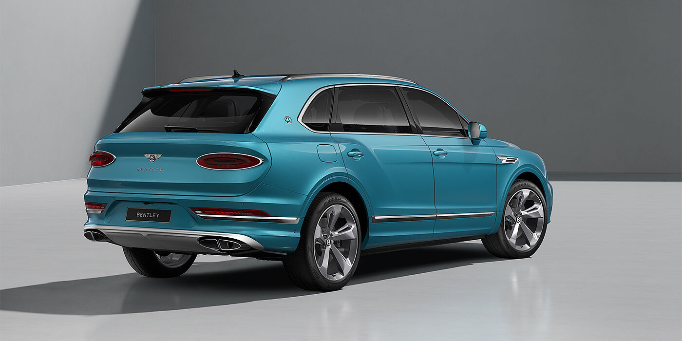 Bentley Mannheim Bentley Bentayga EWB SUV in Light Windsor Blue paint and 22" Five Spoke Directional Polished wheels - rear ¾