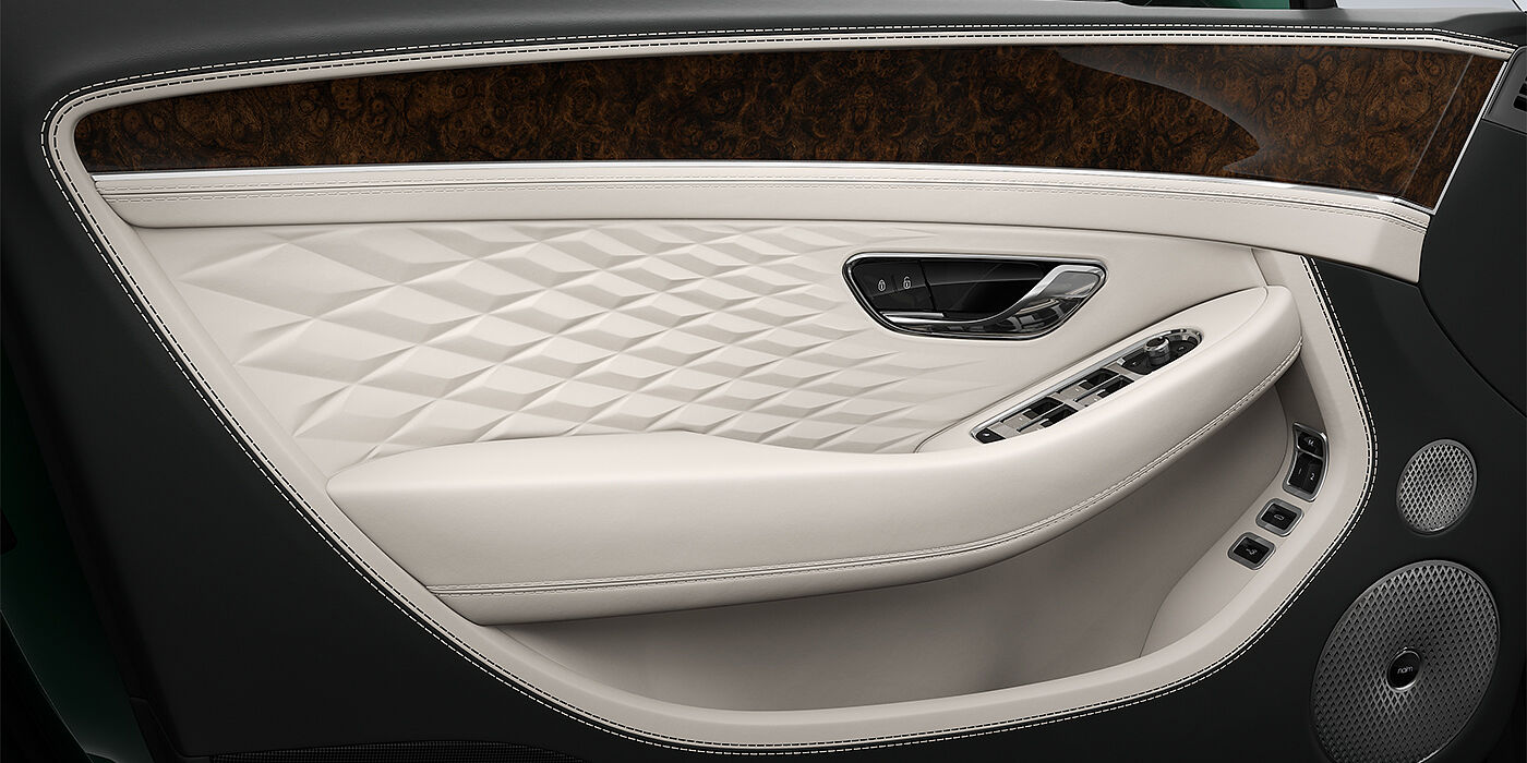 Bentley Mannheim Bentley Continental GT Azure door detail in Linen and Cumbrian Green hides