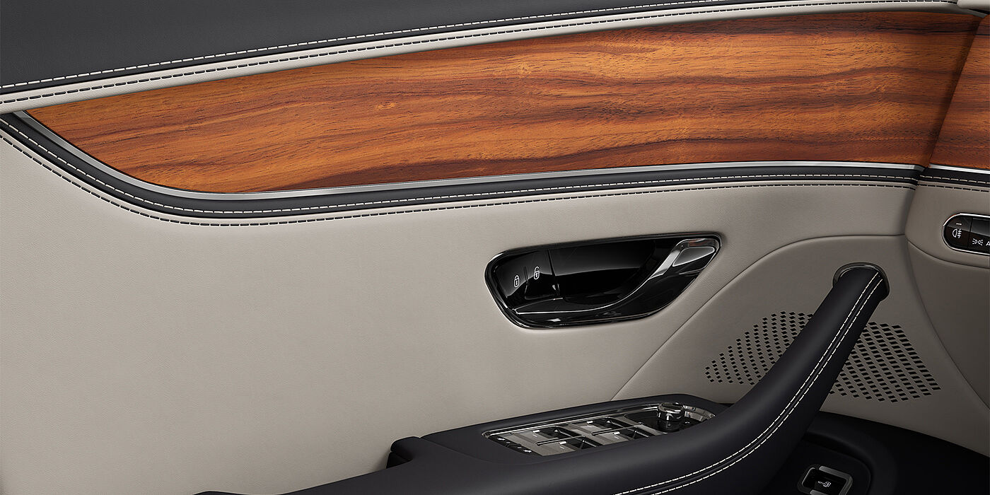 Bentley Mannheim New Bentley Flying Spur sedan door interior in Linen and Imperial Blue hides
