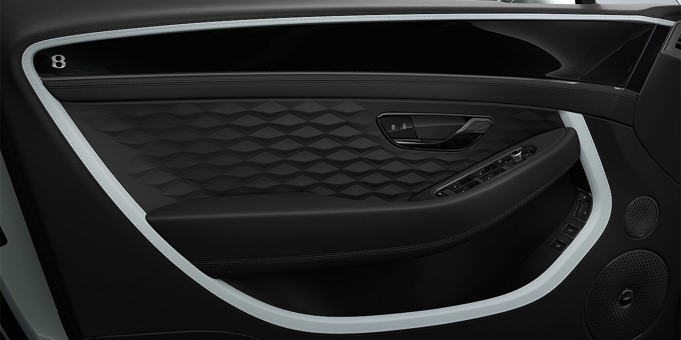 Bentley Mannheim Bentley Continental GTC Mulliner convertible door detail in Linen and Beluga black hides with Breeze accent hide