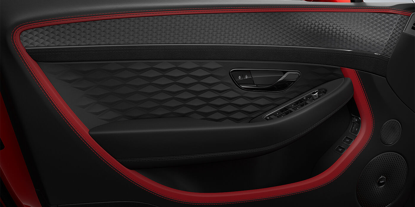 Bentley Mannheim Bentley Continental GTC Speed convertible door detail in Hotspur red and Beluga black hides