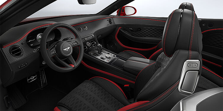 Bentley Mannheim Bentley Continental GTC Speed convertible front interior in Hotspur red and Beluga black hides
