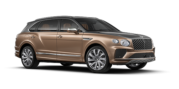 Bentley Mannheim Bentley Bentayga EWB Mulliner SUV in Magnetic and Rose Gold paint and 22" Mulliner wheels – front 3/4