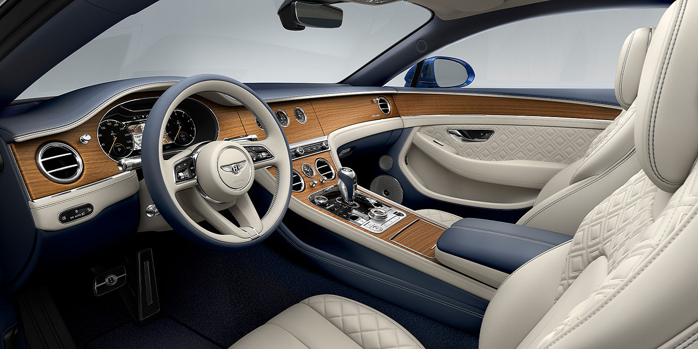 Bach Premium Cars GmbH | Bentley Mannheim Bentley Continental GT Azure coupe front interior in Imperial Blue and linen hide
