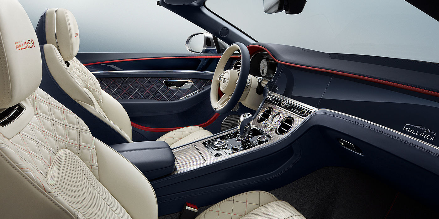 Bach Premium Cars GmbH | Bentley Mannheim Bentley Continental GTC Mulliner convertible front interior in Imperial Blue and Linen hide