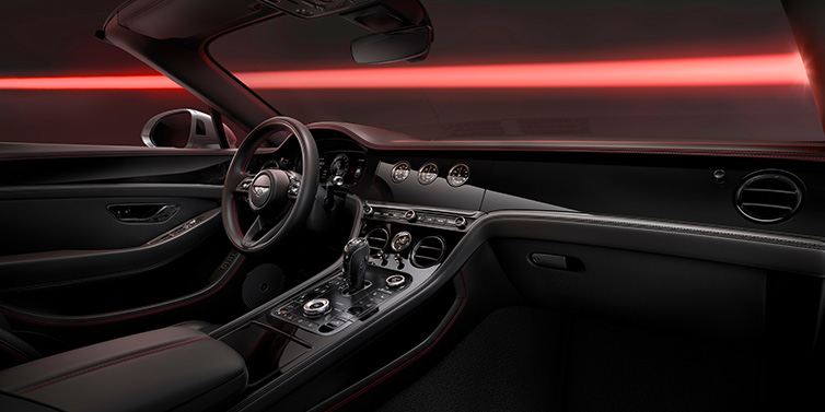 Bach Premium Cars GmbH | Bentley Mannheim Bentley Continental GTC Black Edition convertible front interior with Beluga black hide and High Gloss Carbon Fibre veneer