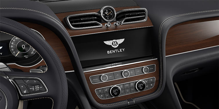 Bentley Mannheim Bentley Bentayga EWB SUV centre console detail showing Bentley Wings