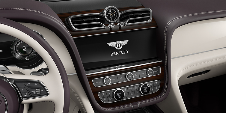 Bentley Mannheim Bentley Bentayga Azure SUV centre console detail showing Bentley Wings