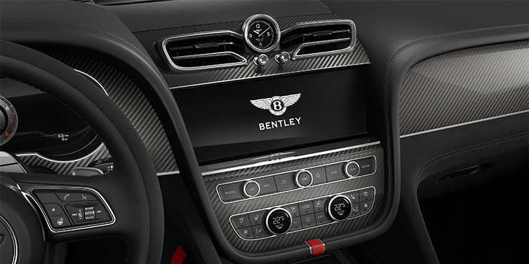Bentley Mannheim Bentley Bentayga Speed SUV centre console detail showing Bentley Wings